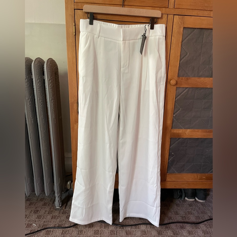 Daisy Grace Wide Leg Tailored Pants - White, L, NWT